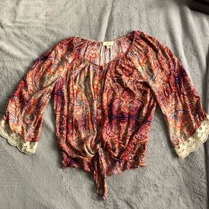 Boho Printed Bell Sleeve Blouse